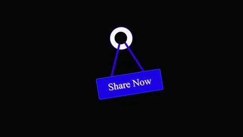 Blue Rectangular Sign with " Share Now" Text Hanging from a Ring social med.. Stock Footage 321589608