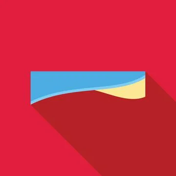 Blue rectangular sticker peeling from red background with long shadow Stock Illustration