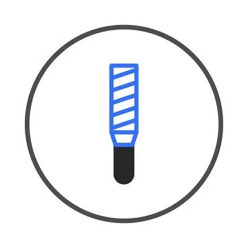 Blue rectangular tool icon with diagonal lines on a white circle, represent.. 스톡 일러스트