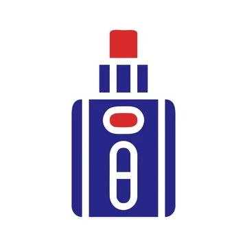 A Blue Rectangular Vaping Device with Red Top Part Stock Illustration