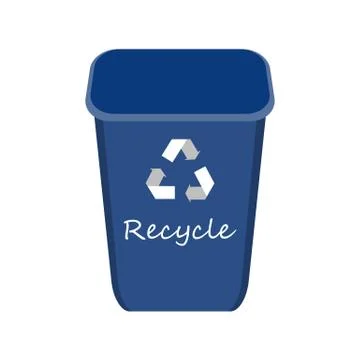 Blue Recycle Bin with Examples for the Separation and Utilize of Garbage. Saving Stock Illustration
