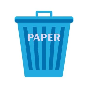 Blue recycle garbage bin for paper. Reuse or reduce symbol. Plastic recycle.. Stock Illustration