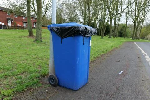 Blue recycling bin Stock Photos