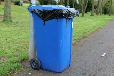 Blue recycling bin Stock Photos