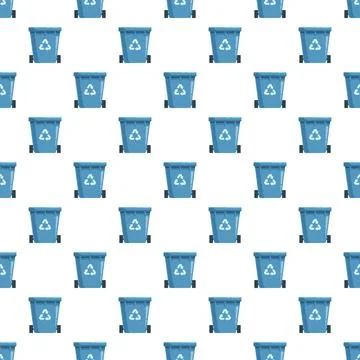 Blue recycling bins repeating pattern for sustainability concept Stock Illustration