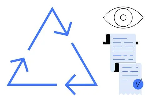 Blue Recycling Triangle with Document and Eye Symbol Stockillustratie