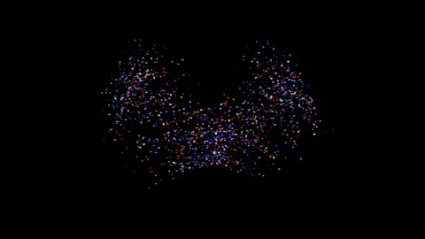 Blue, red and white confetti explosion on black, green screen with Matte Channel Stock Footage 278835007