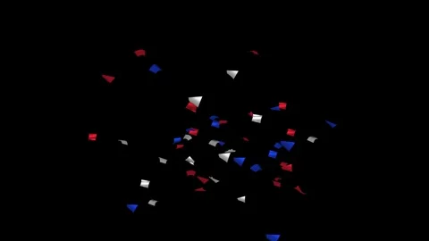 Blue, red and white confetti explosion on black, green screen with Matte Channel Stock Footage 278835013