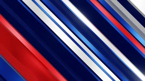 Blue red and white diagonal lines moving tv studio background graphic video Video stock 241356228
