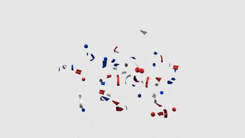 Blue, red and white festive confetti explosion with alpha channel. Labor day Stock Footage 278832743
