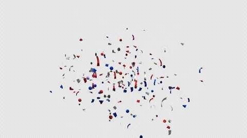 Blue, red and white festive confetti explosion with alpha channel. Labor day Stock Footage 278833443
