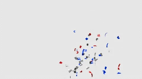 Blue, red and white festive confetti explosion with alpha channel. Labor day Stock Footage 278833674