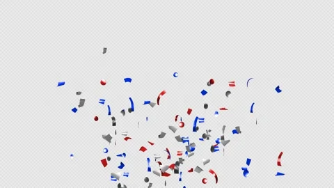 Blue, red and white festive confetti explosion with alpha channel. Labor day Stock Footage 278833785