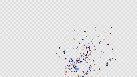 Blue, red and white festive confetti explosion with alpha channel. Labor day Stock Footage 278834313