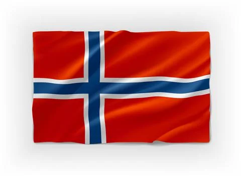 Blue, red and white flag of Norway. 3d vector object isolated on white backgr Stock Illustration