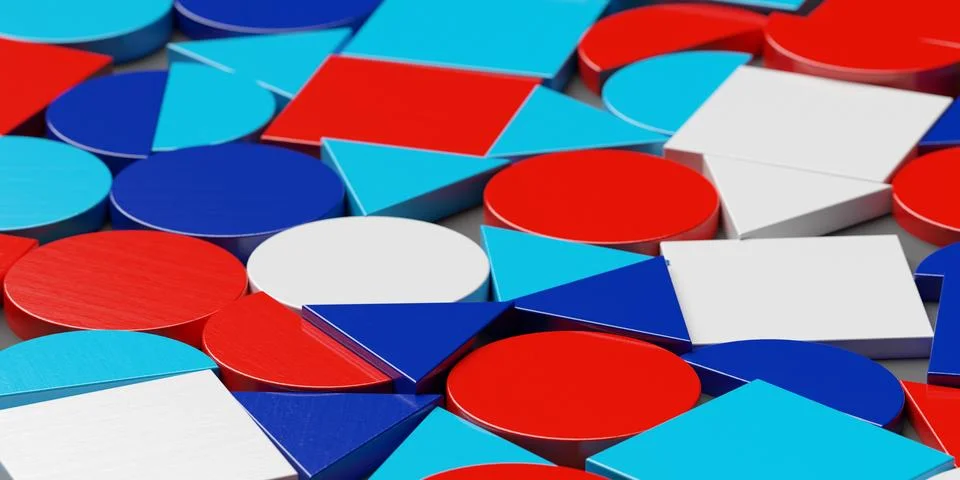 Blue, red and white geometry primitives geometry background wallpaper banne.. Stock Illustration
