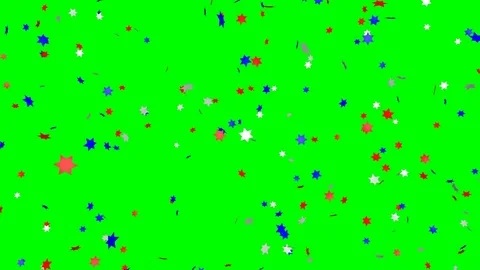 Blue, red and white star confetti (us flag color) - looping, green screen, 4K Stock Footage 80421325