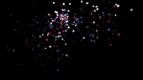 Blue, red and white star confetti - seamless looping, alpha channels and 4K Stock Footage