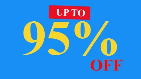 Blue, red, and yellow 95% promotional design ideal for sales Stock Footage 281656510