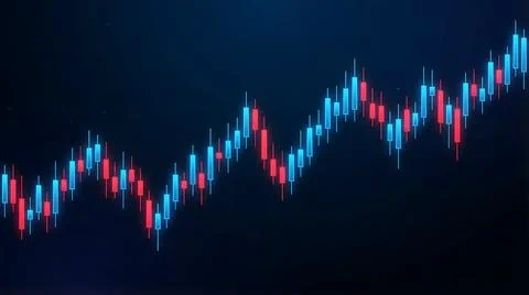 Blue red candlestick chart trading financial background イラスト素材