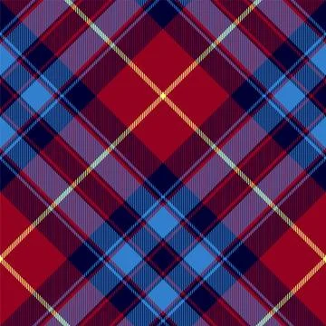 Blue red check plaid texture seamless pattern. Vector background. Stock Illustration
