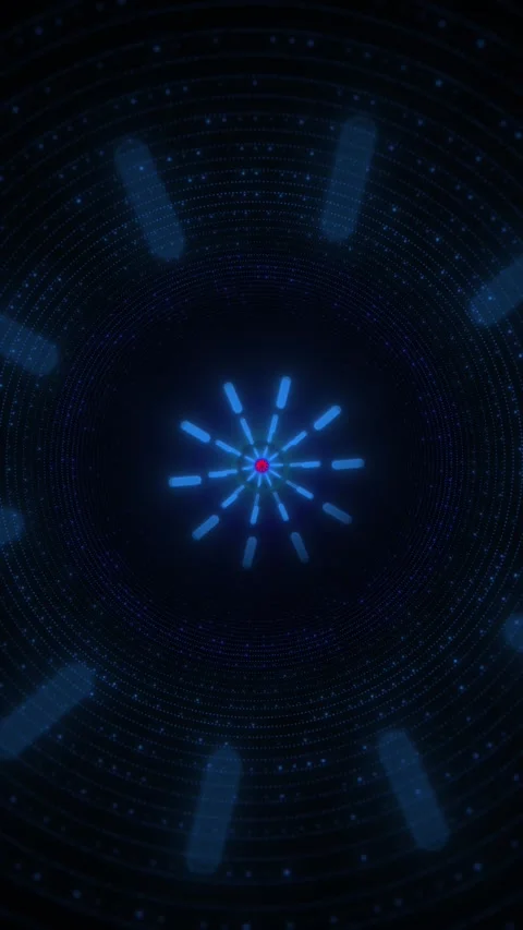 Blue red circular loading background with glowing dial segments, dotted radial r Stock Footage 340554388