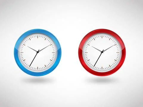 Blue &amp; red clock vector illustrator Stock Illustration