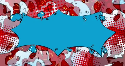 Blue Red Comic Book Background, Pop Art Cloud Stock Footage 169376999
