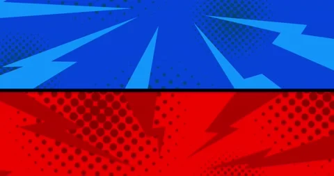 Blue Red comic book closing background on green screen Stock Footage 171195033