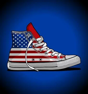 Blue red flag pattern sneakers Stock Illustration