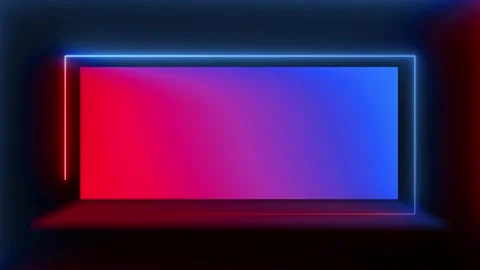 Blue red glowing banner visual rectangular neon border, colorful gradient center Stock Footage 340479695