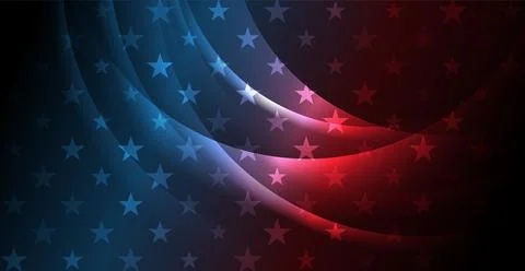 Blue red glowing USA flag abstract background Stock Illustration