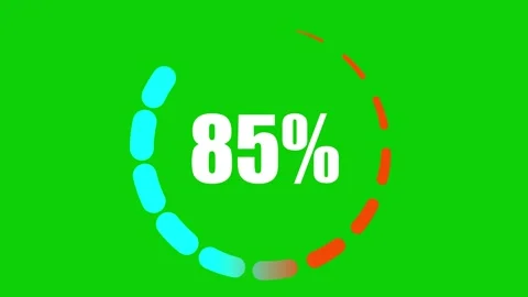 A blue to red gradient circular progress indicator at 100% on a green. Stock Footage 320990204