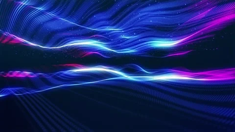 Blue red gradient. Stunning surface composed of neon glow particles that form Stock Footage 315469196