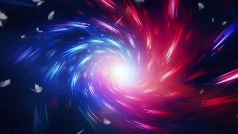 Blue &amp; red light trail &amp; butterfly looping. Stock Footage 247008749