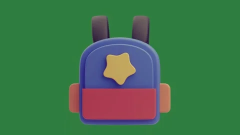 Blue red mailbox star backpack yellow cartoonish Stock-Footage 335981165