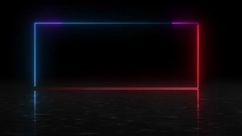 Blue red neon border visual with empty black center, reflective floor glow, and Stock Footage 340554166