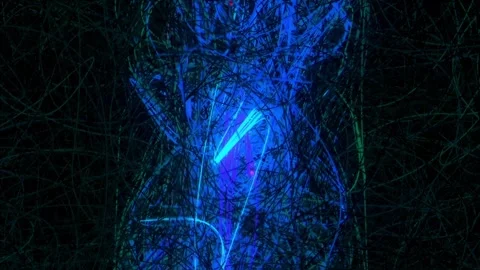 Blue Red Neon Vertical Columns Symmetry Video stock 326716940