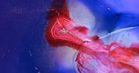 Blue red paint splash abstract background. Neon blue-red splashing, flowing Stock Illustration