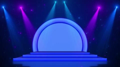 Blue red particle gradient glowing side flares, floating white dots, soft bokeh, Stock Footage 340476965
