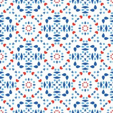 Blue Red Pattern Fresh Boho Background Stock Illustration