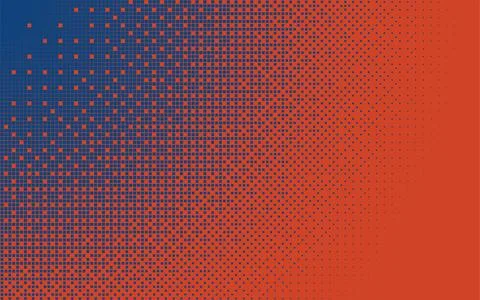Blue red radial bitmap texture, abstract pattern halftone vector background Stock Illustration