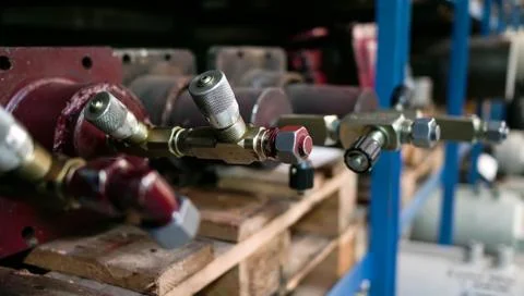 Blue Red Screw Shelfs Stock Photos
