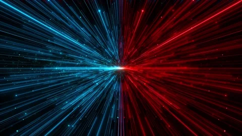 Blue red speed burst background split neon lines, glowing center impact, fast pa Stock Footage 340398323
