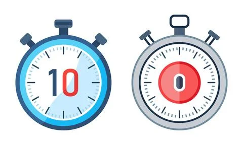 Blue Red Stopwatch Timer White Background Vector Illustration Stock Illustration