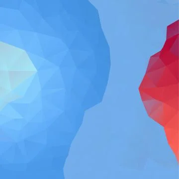 Blue &amp; Red Triangular Design On Geometric Polygonal Background Vector Stock Illustration