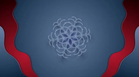 Blue red wavy video animation with big snowflake Stock Footage