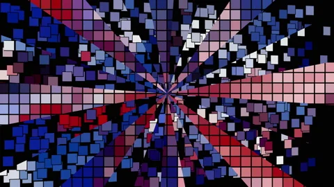 Blue red white abstract background. Animation of floating pixels, divided into Stock-Footage 155755894
