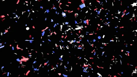 Blue-red-white confetti of various shapes. Stock Footage 155466126
