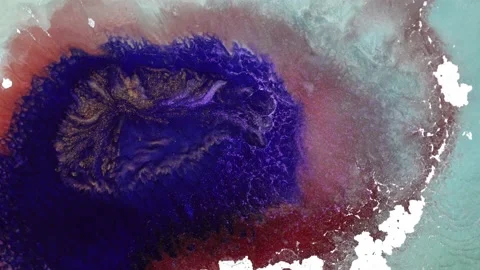 Blue red white inks explosion macro. Vortex with the center. Liquid marble Stock Footage 195596371